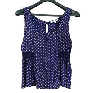 Quintessential Floral Pedal Lace Sides Square Crop Top Size S